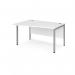 Maestro 25 left hand wave desk 1400mm wide - silver bench leg frame, white top MB14WLSWH