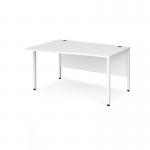 Maestro 25 left hand wave desk 1400mm wide - white bench leg frame, white top MB14WLWHWH