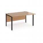 Maestro 25 right hand wave desk 1400mm wide - black bench leg frame, beech top MB14WRKB