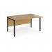 Maestro 25 right hand wave desk 1400mm wide - black bench leg frame, oak top MB14WRKO