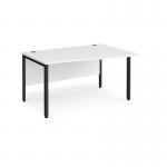 Maestro 25 right hand wave desk 1400mm wide - black bench leg frame, white top MB14WRKWH
