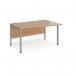 Maestro 25 right hand wave desk 1400mm wide - silver bench leg frame, beech top MB14WRSB