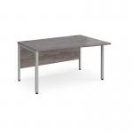 Maestro 25 right hand wave desk 1400mm wide - silver bench leg frame, grey oak top MB14WRSGO