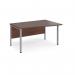 Maestro 25 right hand wave desk 1400mm wide - silver bench leg frame, walnut top MB14WRSW