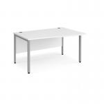 Maestro 25 right hand wave desk 1400mm wide - silver bench leg frame, white top MB14WRSWH