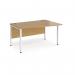 Maestro 25 right hand wave desk 1400mm wide - white bench leg frame, oak top MB14WRWHO