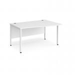 Maestro 25 right hand wave desk 1400mm wide - white bench leg frame, white top MB14WRWHWH