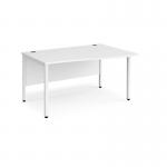 Maestro 25 right hand wave desk 1400mm wide - white bench leg frame, white top MB14WRWHWH