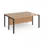 Maestro 25 back to back straight desks 1600mm x 1200mm - black bench leg frame, beech top MB1612BKB