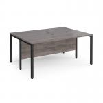 Maestro 25 back to back straight desks 1600mm x 1200mm - black bench leg frame, grey oak top MB1612BKGO