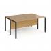 Maestro 25 back to back straight desks 1600mm x 1200mm - black bench leg frame, oak top MB1612BKO