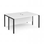 Maestro 25 back to back straight desks 1600mm x 1200mm - black bench leg frame, white top MB1612BKWH