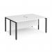 Maestro 25 back to back straight desks 1600mm x 1200mm - black bench leg frame, white top MB1612BKWH