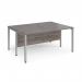 Maestro 25 back to back straight desks 1600mm x 1200mm - silver bench leg frame, grey oak top MB1612BSGO