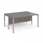 Maestro 25 back to back straight desks 1600mm x 1200mm - silver bench leg frame and grey oak top