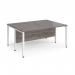 Maestro 25 back to back straight desks 1600mm x 1200mm - white bench leg frame, grey oak top MB1612BWHGO