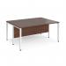 Maestro 25 back to back straight desks 1600mm x 1200mm - white bench leg frame, walnut top MB1612BWHW