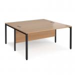 Maestro 25 back to back straight desks 1600mm x 1600mm - black bench leg frame, beech top MB1616BKB