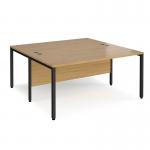 Maestro 25 back to back straight desks 1600mm x 1600mm - black bench leg frame, oak top MB1616BKO