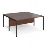 Maestro 25 back to back straight desks 1600mm x 1600mm - black bench leg frame, walnut top MB1616BKW