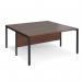 Maestro 25 back to back straight desks 1600mm x 1600mm - black bench leg frame, walnut top MB1616BKW