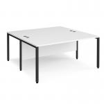 Maestro 25 back to back straight desks 1600mm x 1600mm - black bench leg frame, white top MB1616BKWH