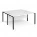 Maestro 25 back to back straight desks 1600mm x 1600mm - black bench leg frame, white top MB1616BKWH