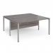 Maestro 25 back to back straight desks 1600mm x 1600mm - silver bench leg frame, grey oak top MB1616BSGO