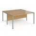 Maestro 25 back to back straight desks 1600mm x 1600mm - silver bench leg frame, oak top MB1616BSO