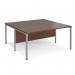 Maestro 25 back to back straight desks 1600mm x 1600mm - silver bench leg frame, walnut top MB1616BSW