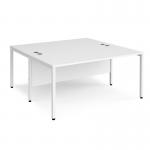 Maestro 25 back to back straight desks 1600mm x 1600mm - white bench leg frame, white top MB1616BWHWH