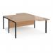 Maestro 25 back to back ergonomic desks 1600mm deep - black bench leg frame, beech top MB16EBKB