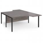 Maestro 25 back to back ergonomic desks 1600mm deep - black bench leg frame, grey oak top MB16EBKGO