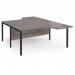 Maestro 25 back to back ergonomic desks 1600mm deep - black bench leg frame, grey oak top MB16EBKGO