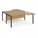 Maestro 25 back to back ergonomic desks 1600mm deep - black bench leg frame, oak top MB16EBKO