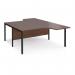 Maestro 25 back to back ergonomic desks 1600mm deep - black bench leg frame, walnut top MB16EBKW