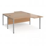 Maestro 25 back to back ergonomic desks 1600mm deep - silver bench leg frame, beech top MB16EBSB