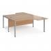 Maestro 25 back to back ergonomic desks 1600mm deep - silver bench leg frame, beech top MB16EBSB