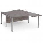 Maestro 25 back to back ergonomic desks 1600mm deep - silver bench leg frame, grey oak top MB16EBSGO