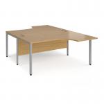 Maestro 25 back to back ergonomic desks 1600mm deep - silver bench leg frame, oak top MB16EBSO