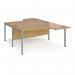 Maestro 25 back to back ergonomic desks 1600mm deep - silver bench leg frame, oak top MB16EBSO