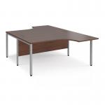 Maestro 25 back to back ergonomic desks 1600mm deep - silver bench leg frame, walnut top MB16EBSW