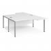 Maestro 25 back to back ergonomic desks 1600mm deep - silver bench leg frame, white top MB16EBSWH