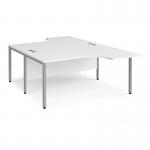 Maestro 25 back to back ergonomic desks 1600mm deep - silver bench leg frame, white top MB16EBSWH