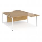 Maestro 25 back to back ergonomic desks 1600mm deep - white bench leg frame, oak top MB16EBWHO