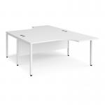 Maestro 25 back to back ergonomic desks 1600mm deep - white bench leg frame, white top MB16EBWHWH