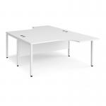 Maestro 25 back to back ergonomic desks 1600mm deep - white bench leg frame, white top MB16EBWHWH
