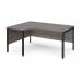 Maestro 25 left hand ergonomic desk 1600mm wide - black bench leg frame, grey oak top MB16ELKGO