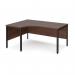 Maestro 25 left hand ergonomic desk 1600mm wide - black bench leg frame, walnut top MB16ELKW