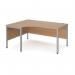 Maestro 25 left hand ergonomic desk 1600mm wide - silver bench leg frame, beech top MB16ELSB